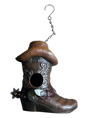 Rustic Western Cowboy Boot Birdhouse Hanging Decor New No Box